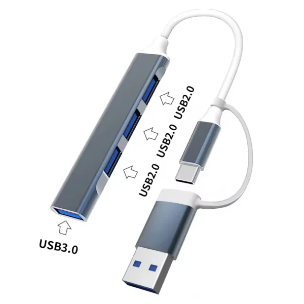 4 Em 1 USB Hub USB Para C Conversor Com 4 Portas USB Hub Adaptador USB3.0/2.0 Alta Velocidade Transmissão De Dados Para Computador Extender